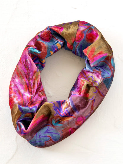 Velvet Boho Bandeau® Headband - Pink Red Folk Floral