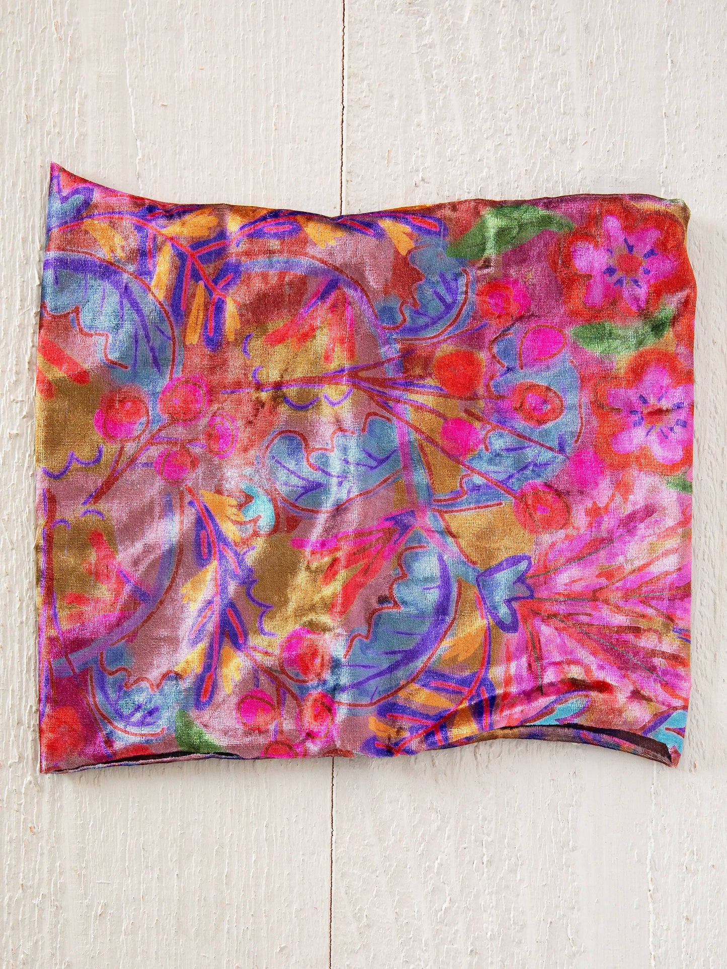 Velvet Boho Bandeau® Headband - Pink Red Folk Floral