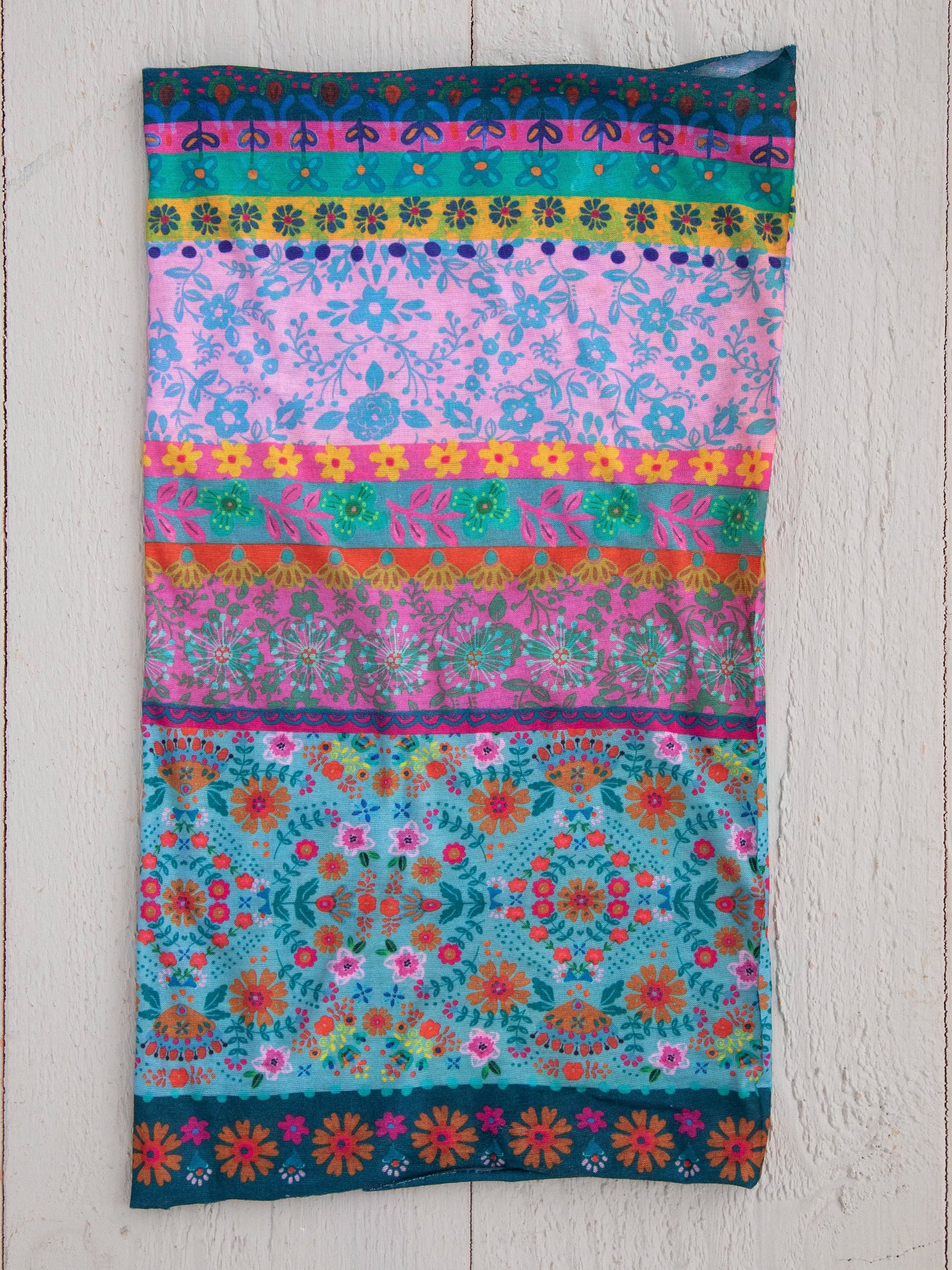 Full Boho Bandeau® Headband - Blue Pink Borders