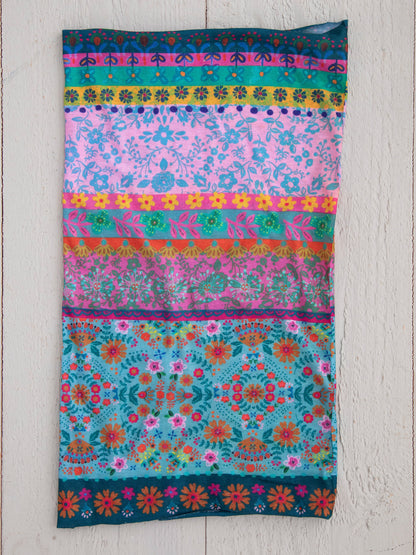 Full Boho Bandeau® Headband - Blue Pink Borders