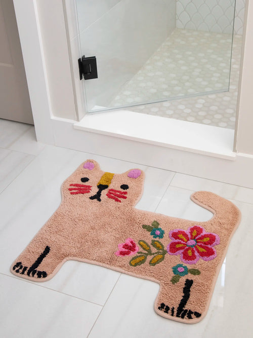 Tufted Cotton Bath Mat - Cat