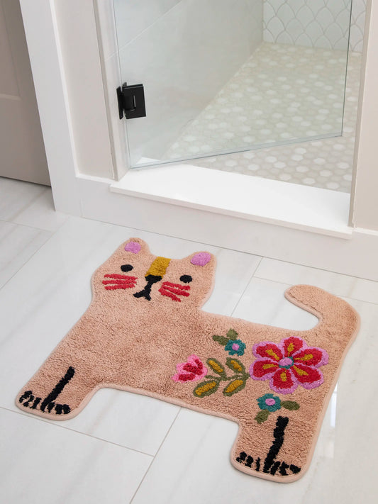 Tufted Cotton Bath Mat - Cat
