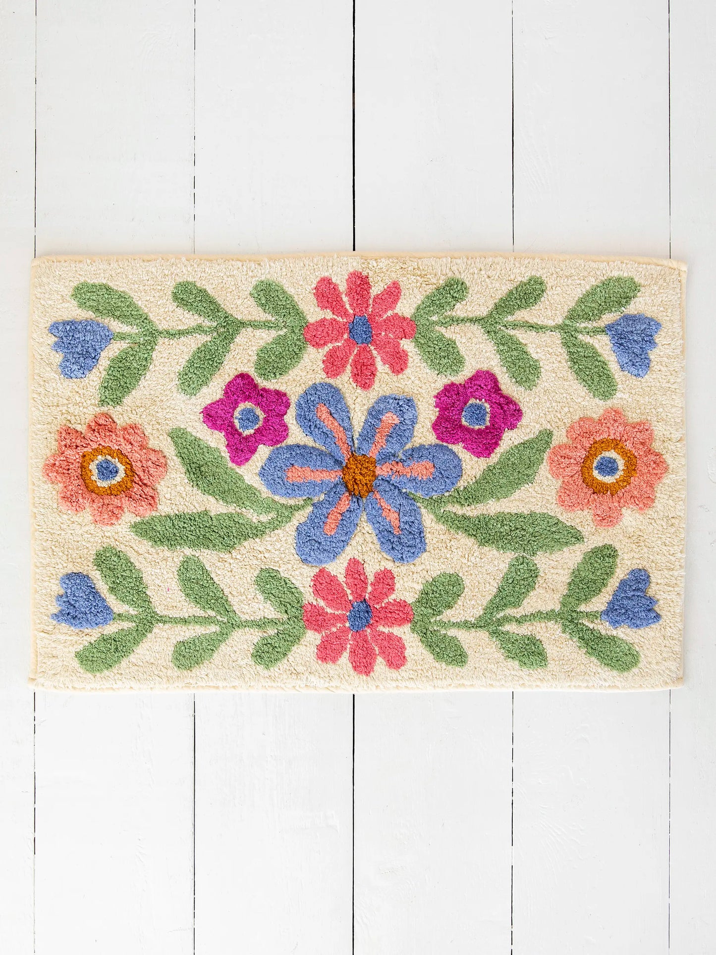 Tufted Cotton Bath Mat - Taupe Folk Flower