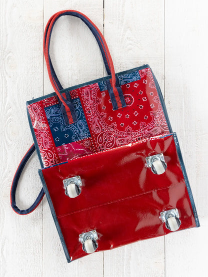 Rolling Tote Bag - Bandana Patchwork Red