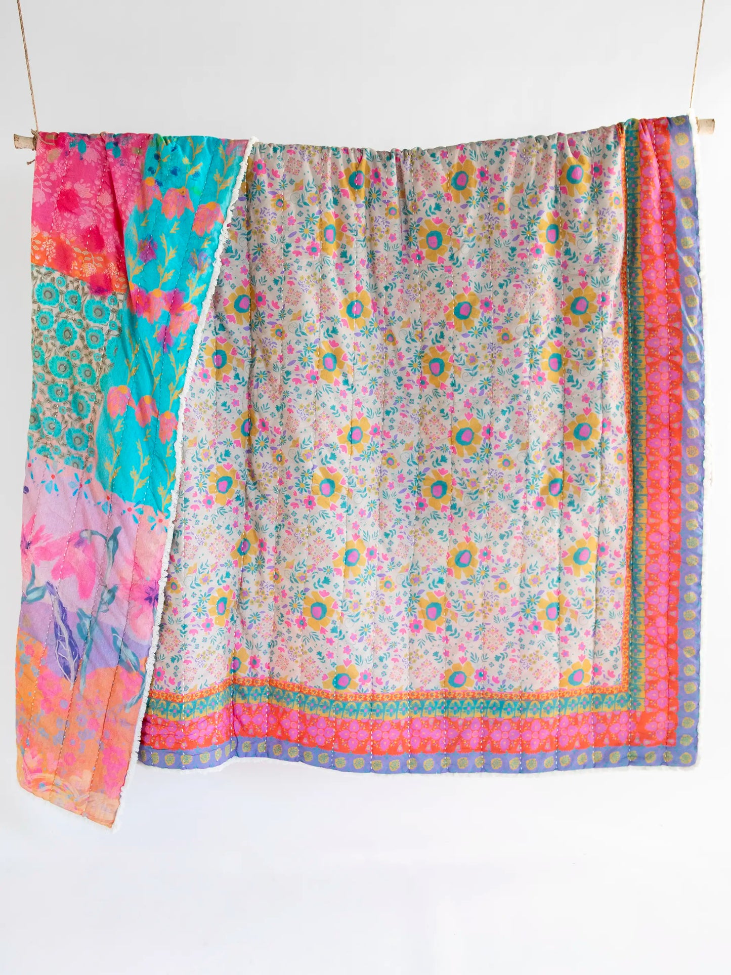 Bungalow Reversible Cotton Quilt - Live Happy