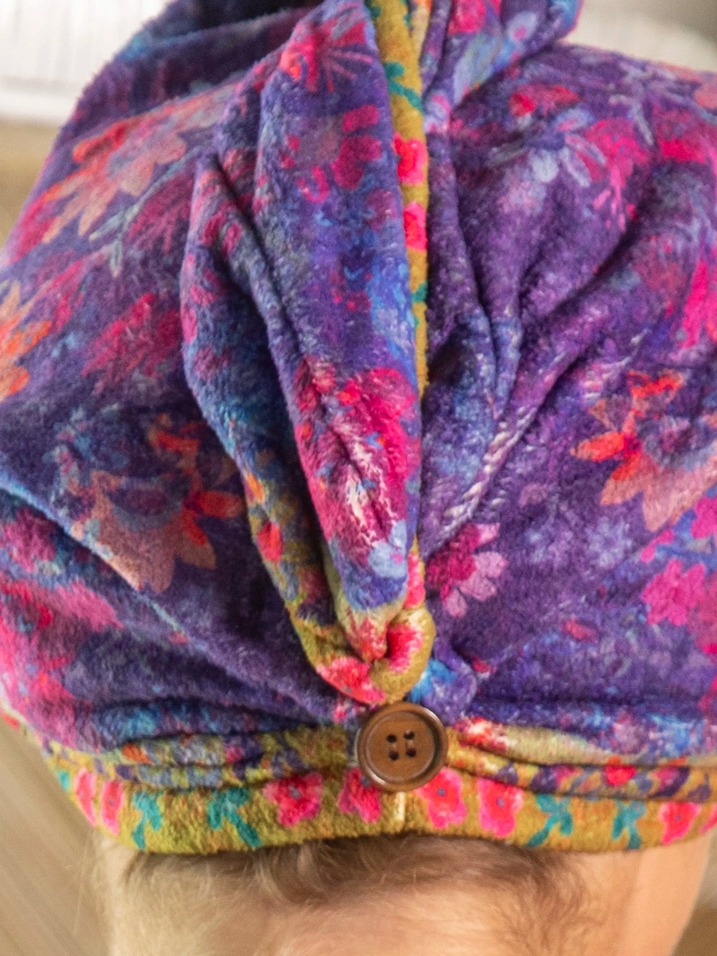 Microfiber Hair Towel Wrap - Dark Floral Garden