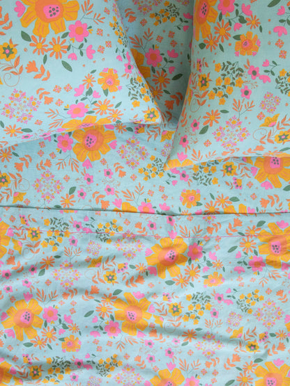 Mix & Match Soft Cotton Fitted Sheet - Blue Lula