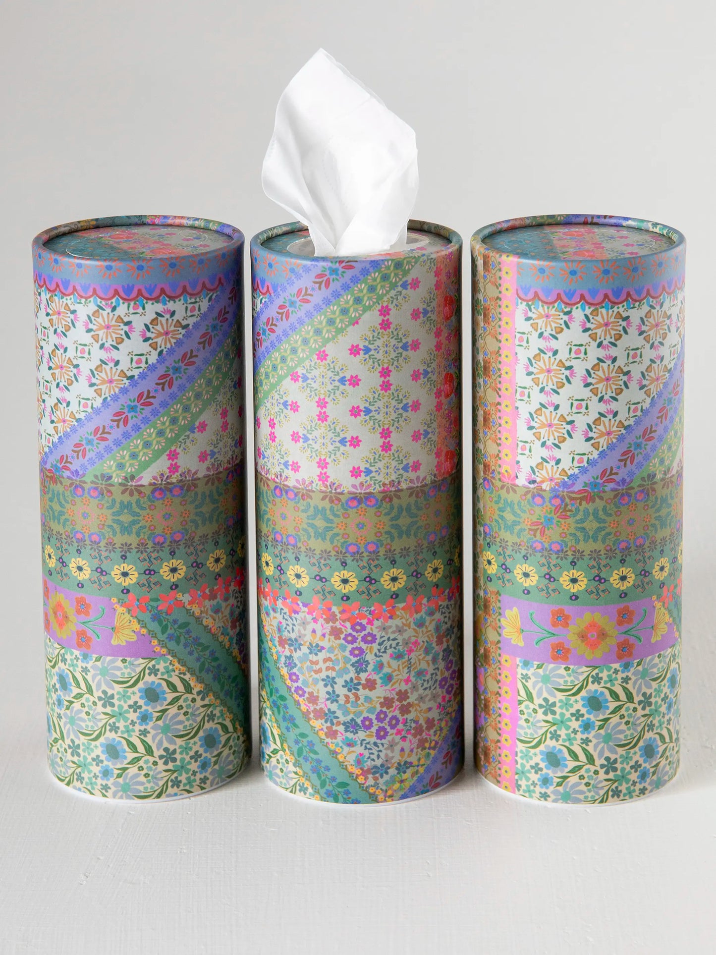 Car Tissues, Set of 3 - Folk Flower Patchwork