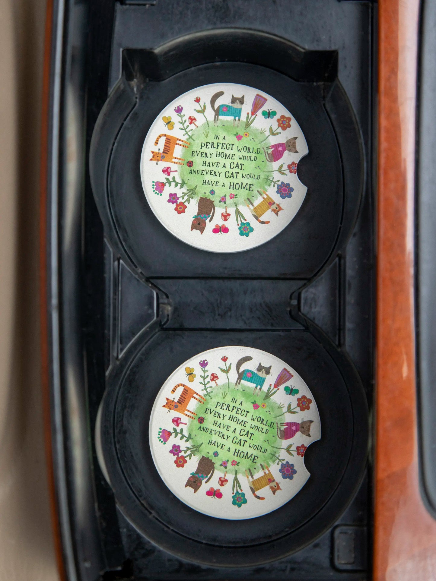 Car Coasters, Set of 2 - Every Cat Has A Home