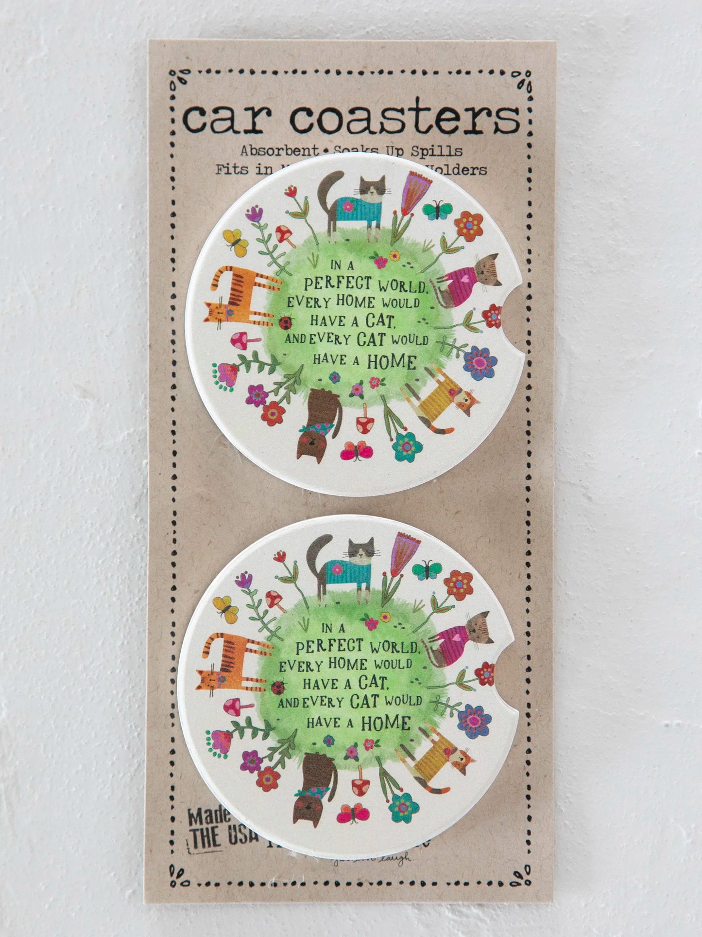 Car Coasters, Set of 2 - Every Cat Has A Home