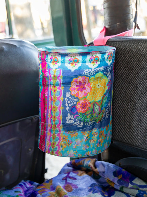 Pop-Up Car Trash Can - Floral Patchwork