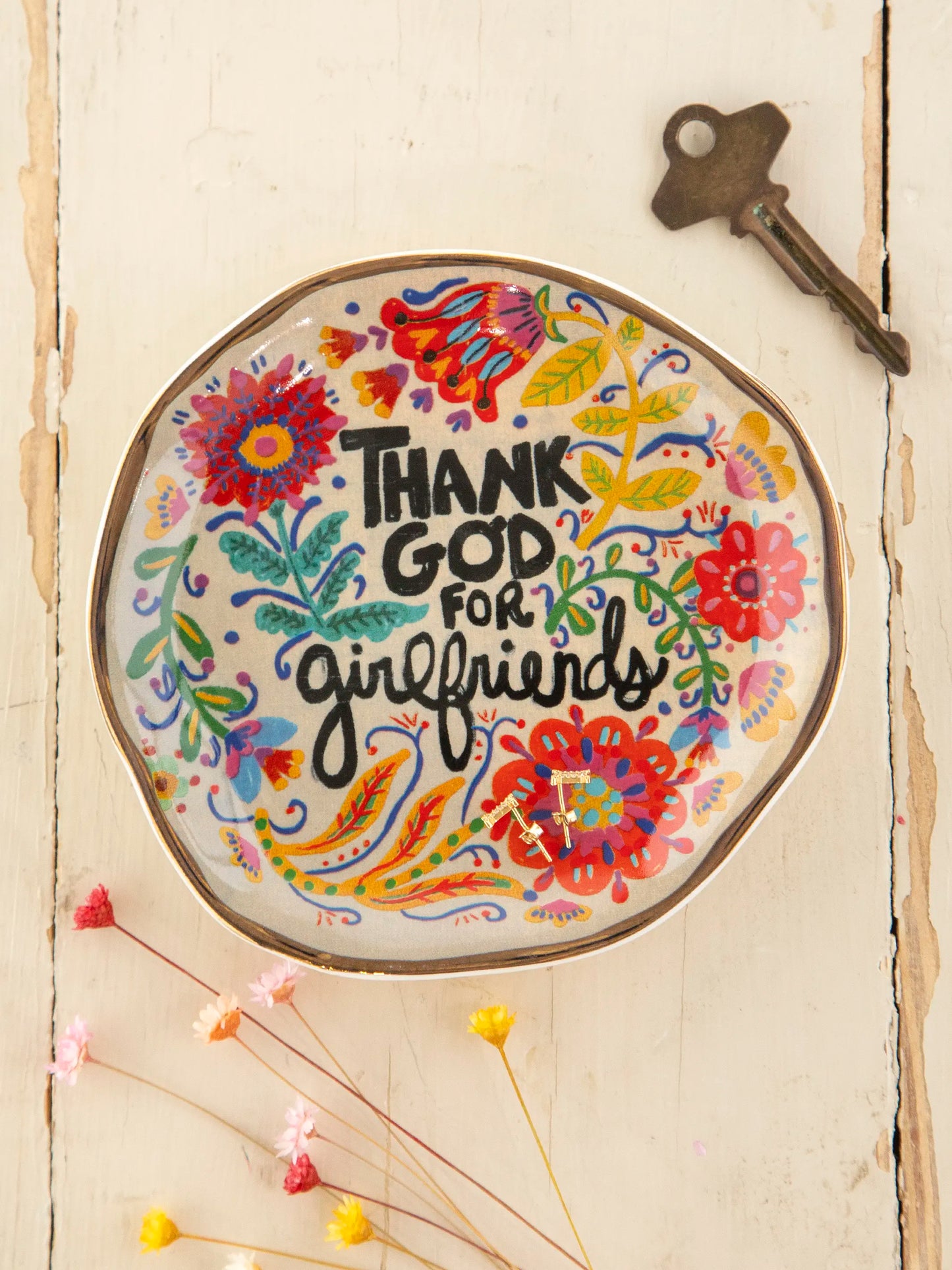 Artsy Trinket Dish - Thank God For Girlfriends