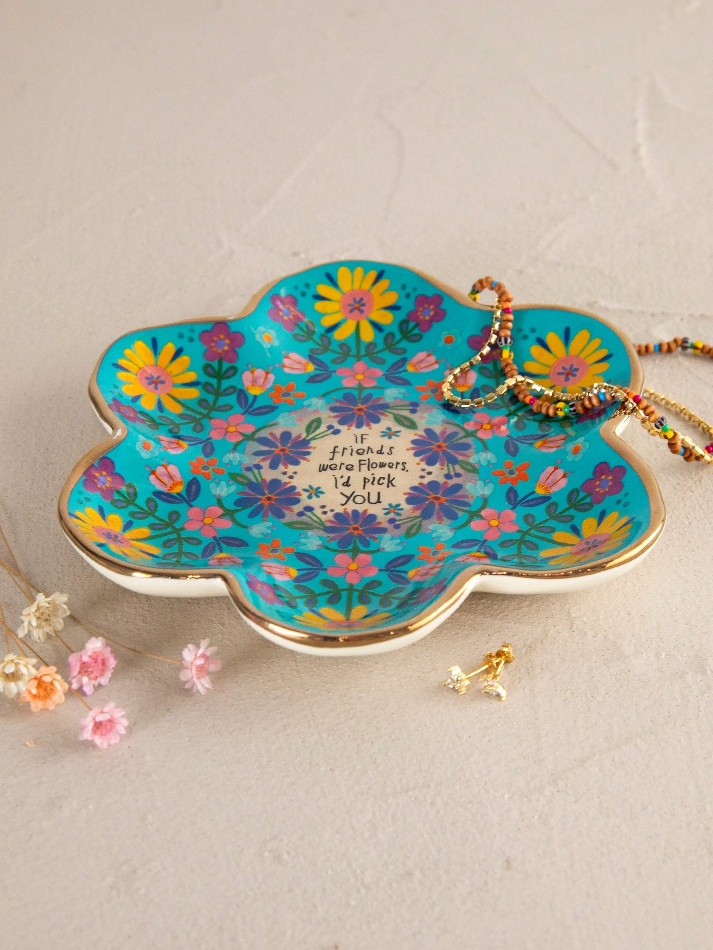 Shaped Ceramic Trinket Dish - If Friends Were Flowers