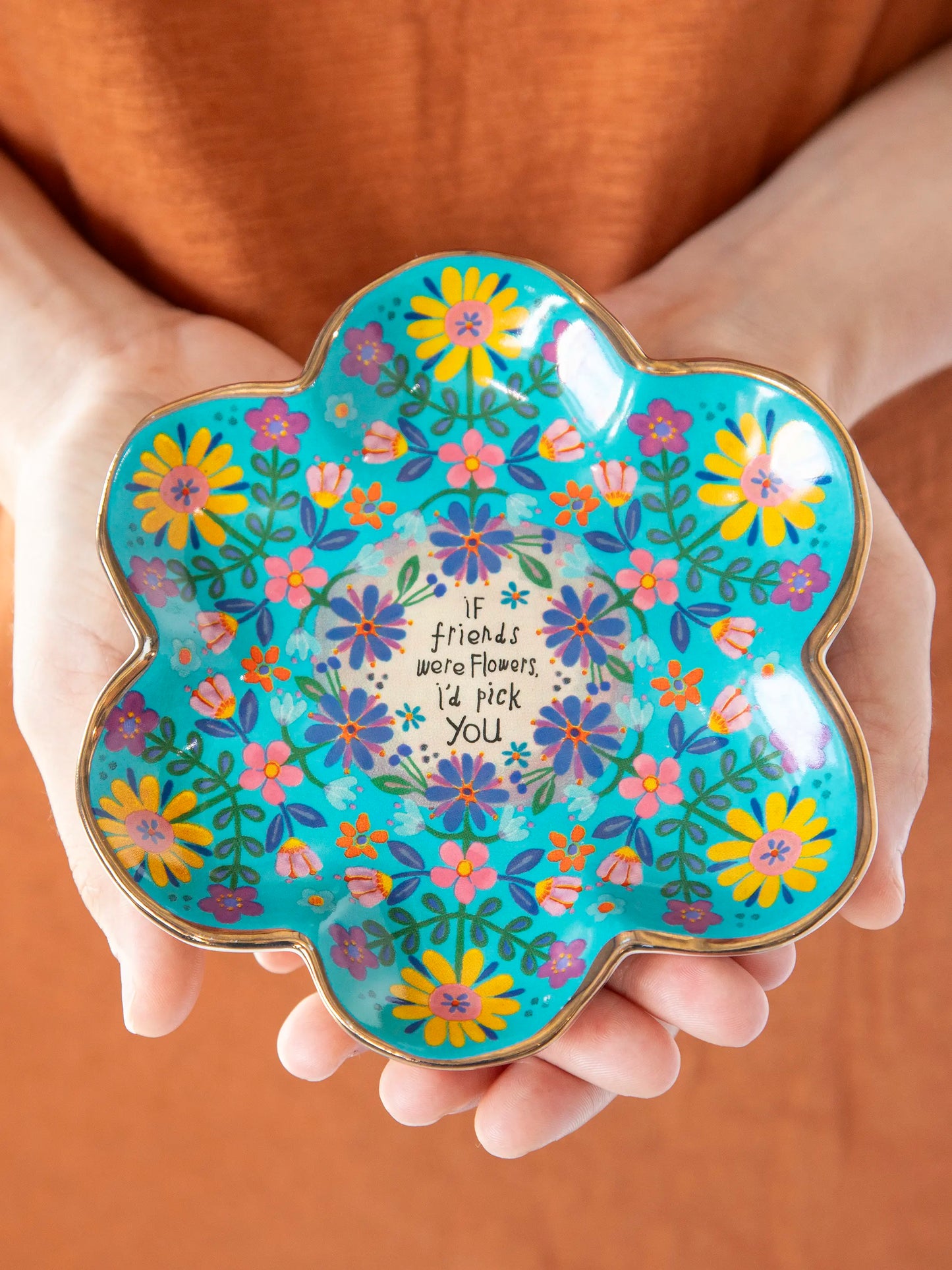 Shaped Ceramic Trinket Dish - If Friends Were Flowers