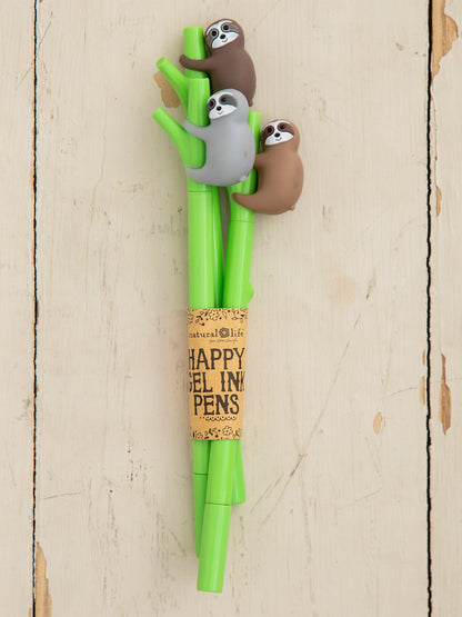 Happy Gel Ink Pens, Set of 3 - Sloth