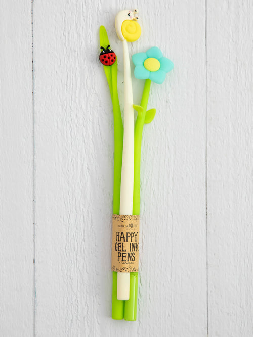 Happy Gel Ink Pens, Set of 3 - Garden Friends