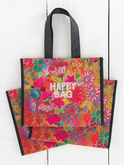 Medium Happy Bag, Set of 3 - Olive Floral