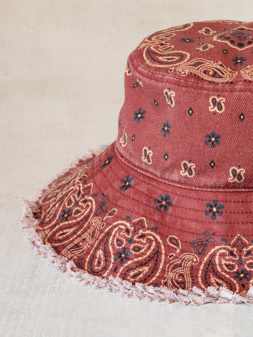 Sandy Days Bucket Hat - Brick Red Bandana