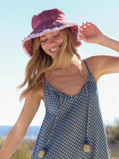 Sandy Days Bucket Hat - Brick Red Bandana