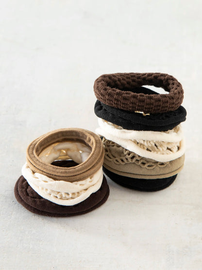 On The Run Hair Tie, Set of 8 - Black