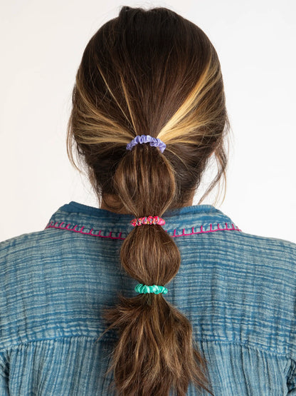 Mini Satin Scrunchie, Set of 8 - Lime Green