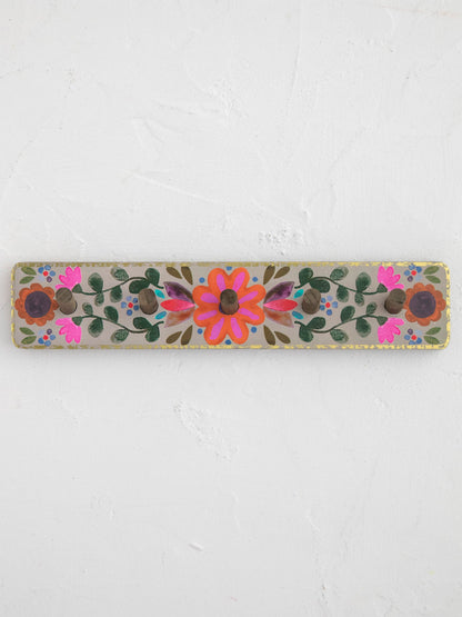 Floral Wall Hook Rack - Pink Flower