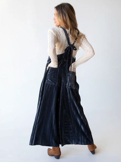 Velvet Dakota Tie Overall - Charcoal