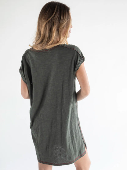 Frankie Knit Cotton Tee Mini Dress - Folk Flower