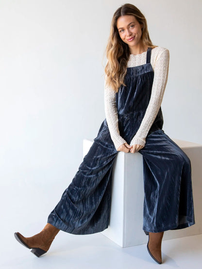 Velvet Dakota Tie Overall - Charcoal