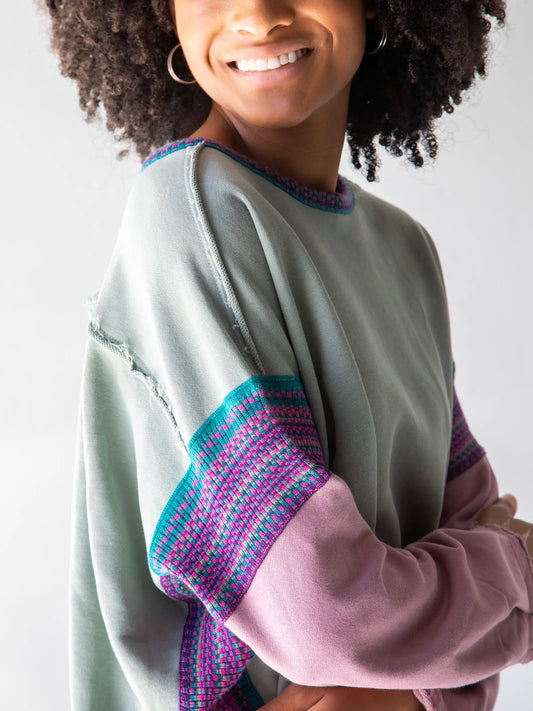 Knit Trim Sweatshirt - Bay