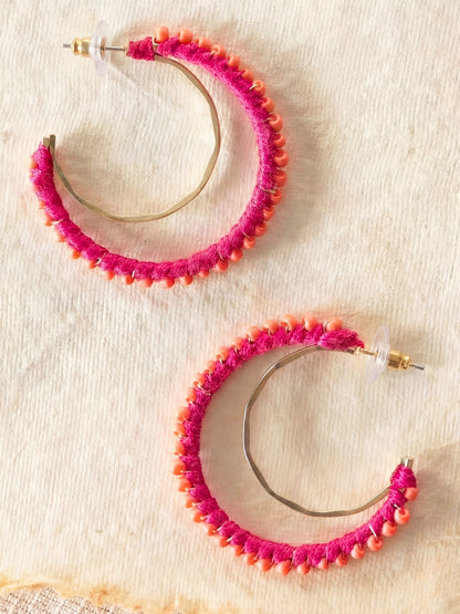 Blushing Crescent Beaded Earrings