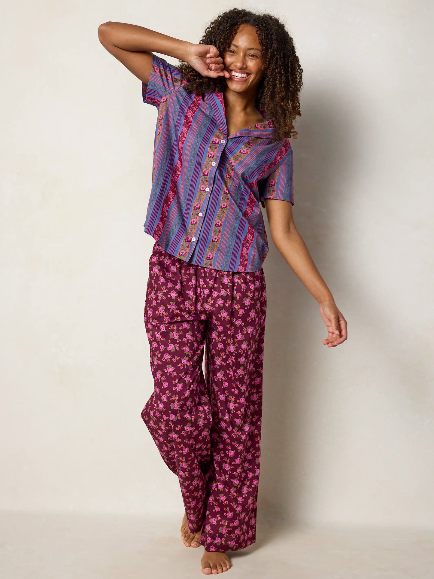 Mix & Match Cotton Pajama Pants - Porto Ditsy Merlot
