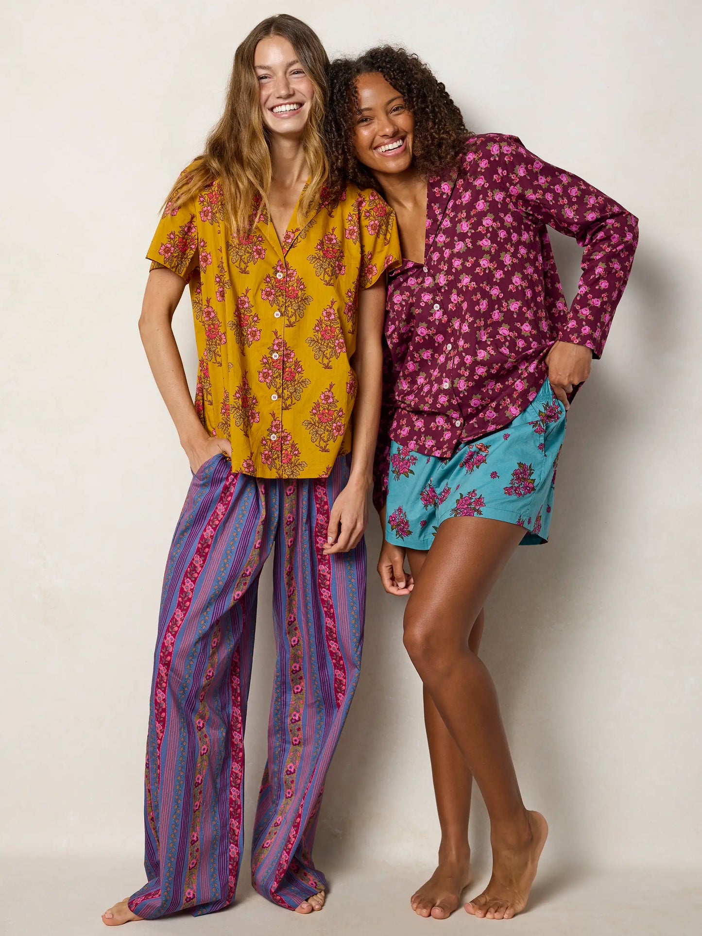 Mix & Match Cotton Pajama Shorts - Mari Ditsy Navy