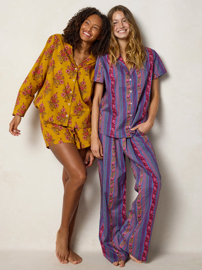 Mix & Match Cotton Pajama Shorts - Porto Ditsy Merlot