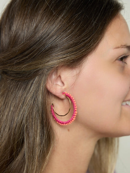Blushing Crescent Beaded Earrings
