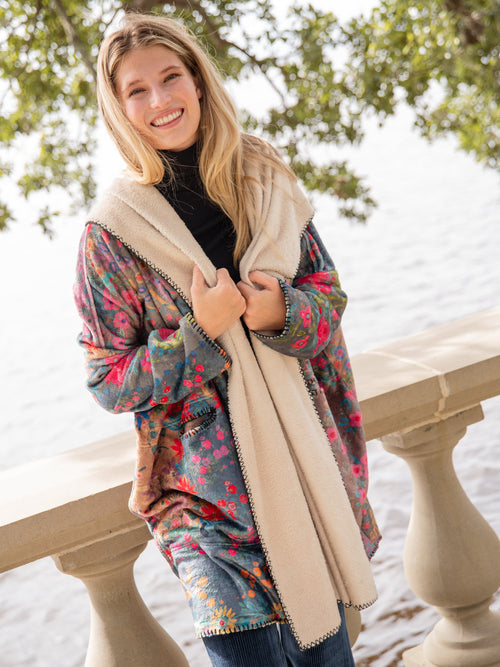 Cozy Blanket Kimono - Vintage Rose Patchwork