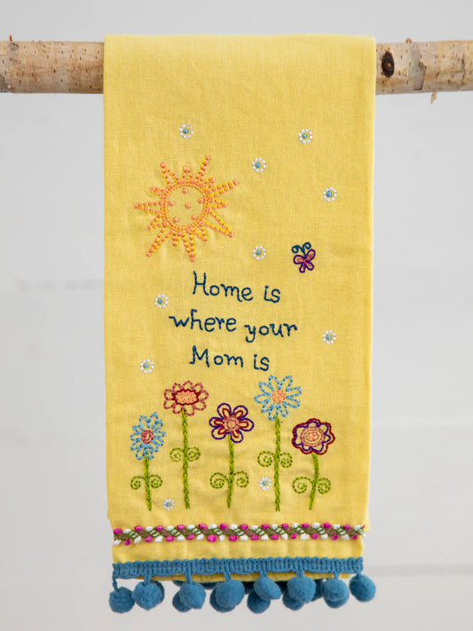 Linen Embroidered Hand Towel - Mom