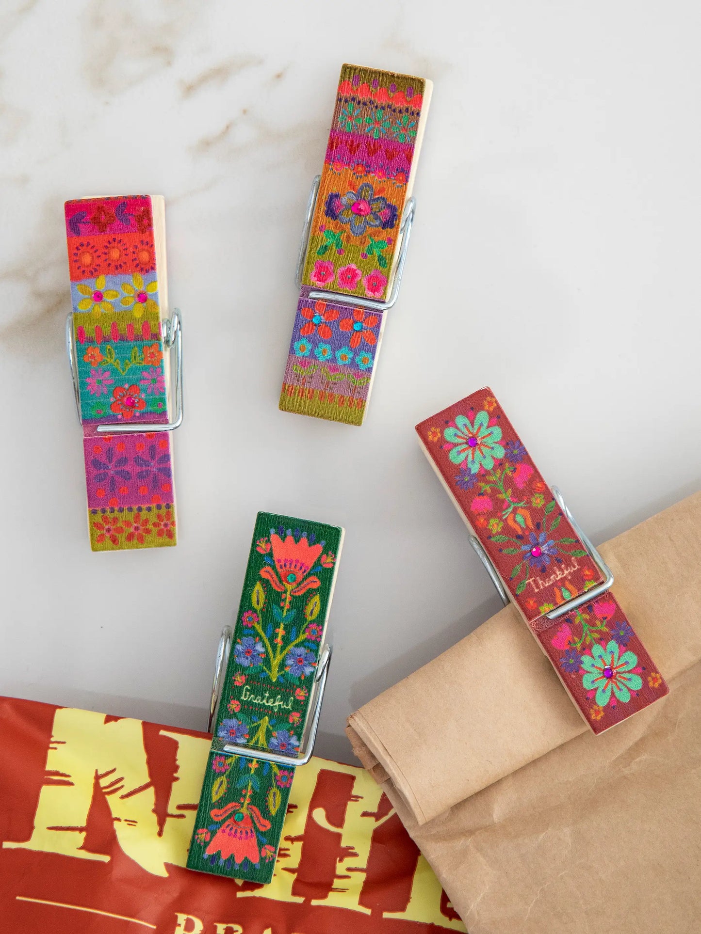 Bag Clips, Set of 4 - Thankful