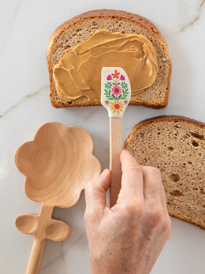 Wooden Spoon & Mini Spatula Set - Flower