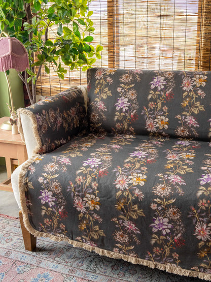 Mom's Favorite Sofa Cover - Chocolate Dahlia Rows