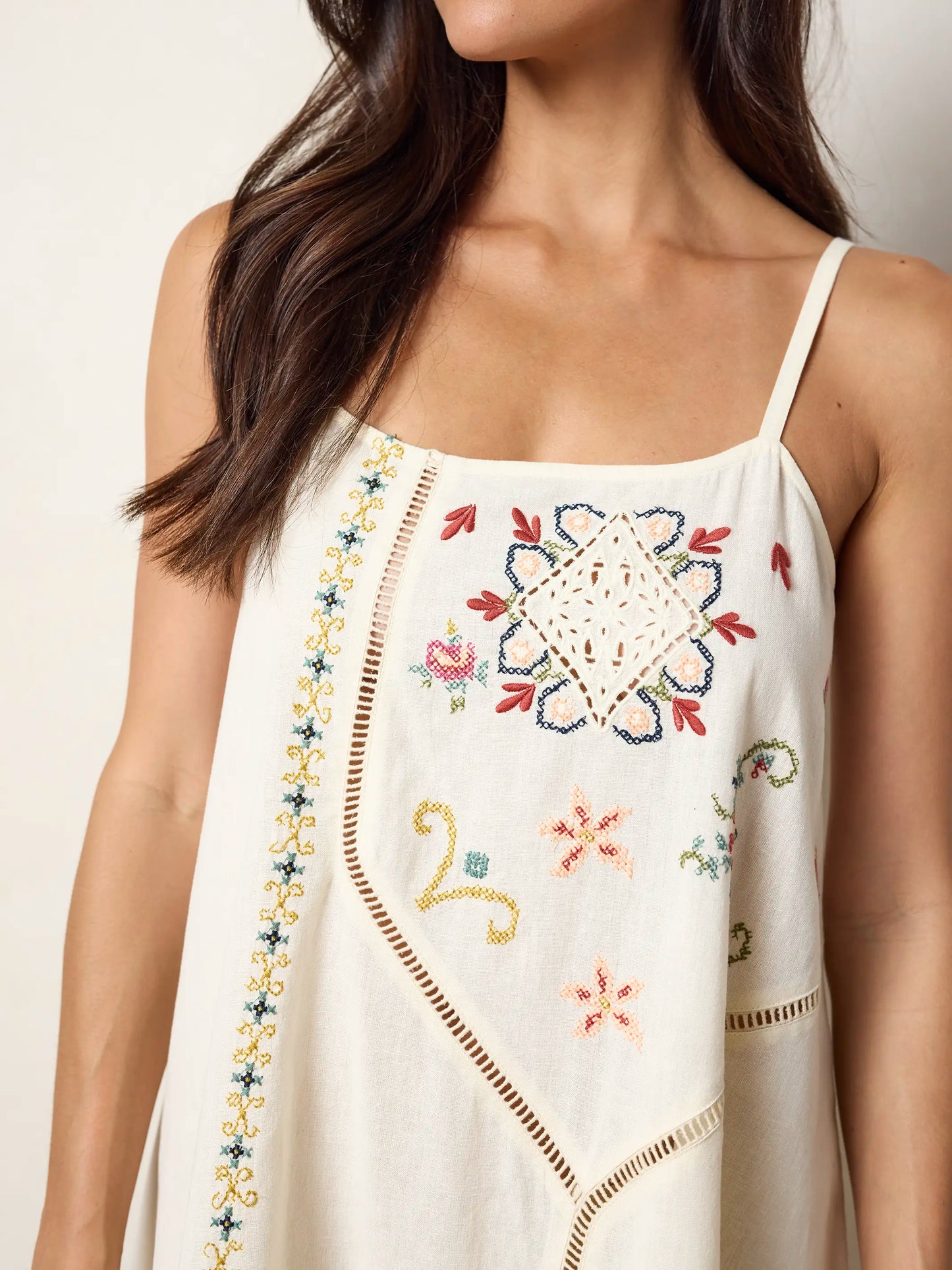 Loren Embroidered Midi Dress - Ivory
