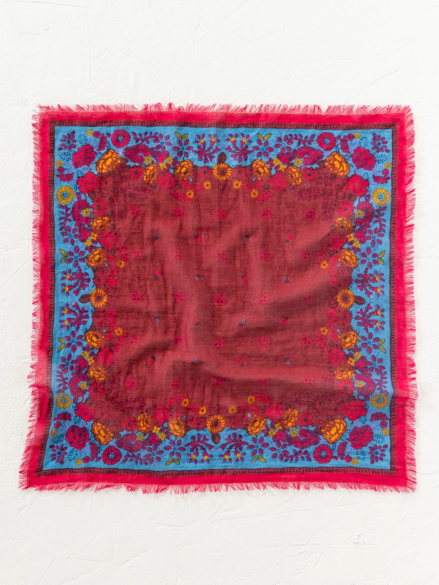 Printed Cotton Bandana - Burgundy Spring