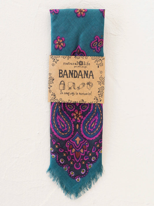 Printed Cotton Bandana - Charcoal Brimfield