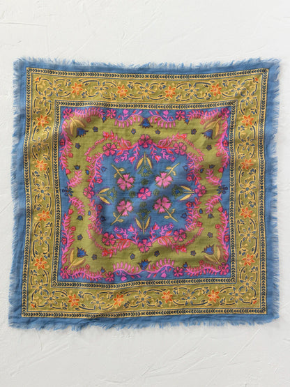 Printed Cotton Bandana - Moss Spring Scarf