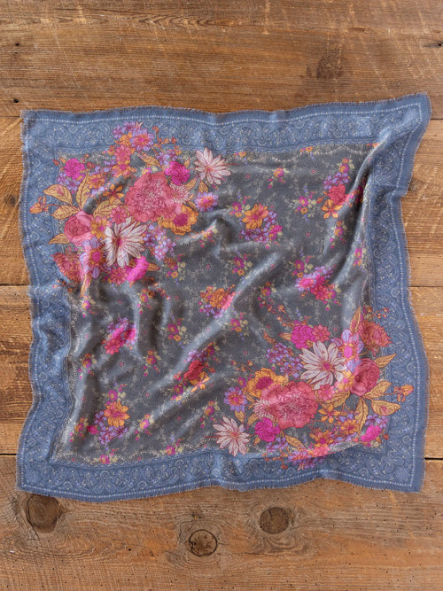 Boho Bandana Scarf - English Garden Charcoal