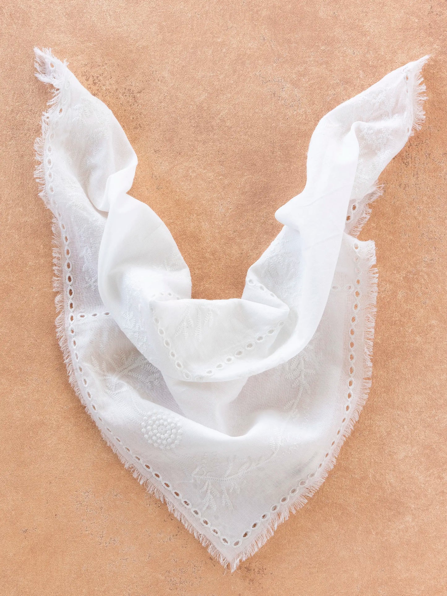 Cotton Eyelet Bandana - White