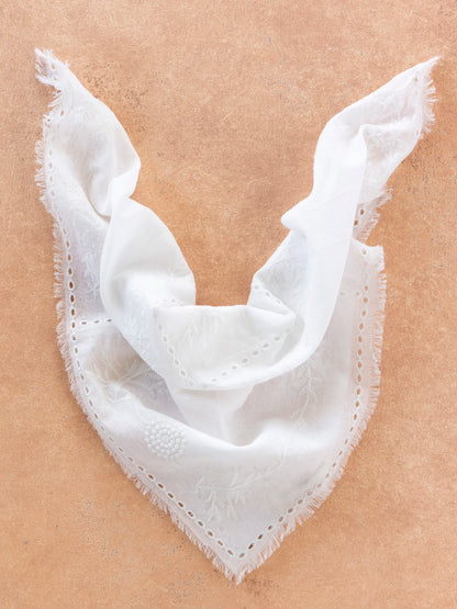 Cotton Eyelet Bandana - White