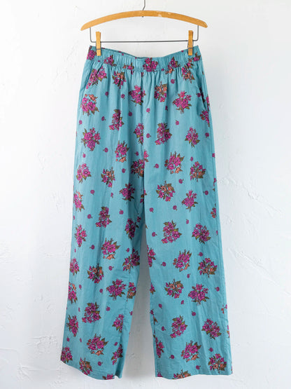 Mix & Match Cotton Pajama Pants - Flower Picking Teal