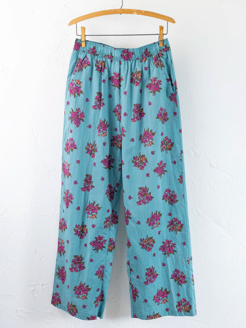 Mix & Match Cotton Pajama Pants - Flower Picking Teal