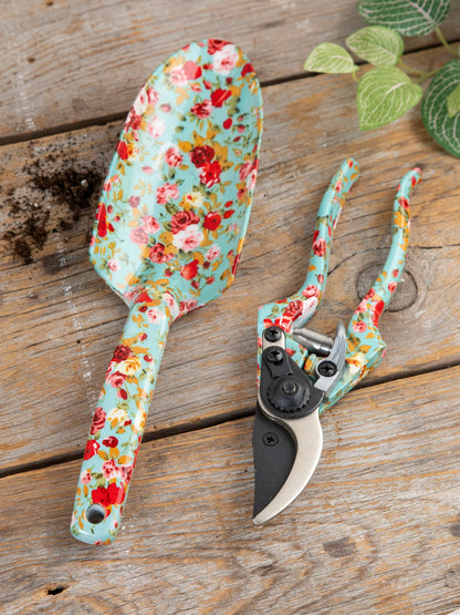 Gardening Shovel & Snips Set - Turquoise Floral